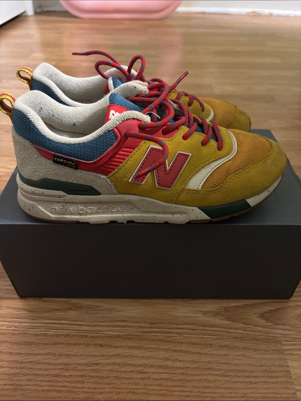 New Balance Kids Yellow Sneakers with Red Accents - Picture 3 of 3